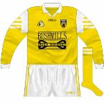 1997-99:
Long-sleeved version of the new jersey. The size of the Bushmills logo could well have contravened GAA regulations.