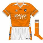 2004-07:
With a tighter fit than the one it replaced, Armagh's new jersey looked dynamic, the flashes from the neck similar to those seen on adidas and Nike soccer shirts of that period.