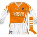 2010-11:
Initially the new outfit was worn in long-sleeved format for early-season games. O'Neills normally favour contrasting cuffs on long sleeves but the cuffs on the new Armagh jersey were white.