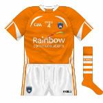 2013-:
With Morgan Fuels ending its long assocation with the county, a new jersey was required. Now carrying the logo of Rainbow Communications, it featured a new collar design, unlike anything O'Neills had previously done on a GAA shirt.