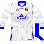 1999:
Worn against Longford in the league in 1999, basically a white version of the long-sleeved blue jersey.