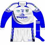 2009:
While the long-sleeve home shirt did not have the GAA's 125th-anniversary logo, the white one did. Worn against Longford and Tipperary in the first two league games of the year.