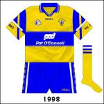 Clare returned to O'Neills, who utilised a style which had previously only been seen on Dublin's sleeves. For the Munster semi-final against Cork, rare saffron socks were worn while the shorts had white trim.