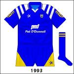 As each county had more of its secondary colour than usual, Clare and Tipperary were ordered to change for the Munster hurling final. This shirt is not fondly remembered as Clare lost by 3-27 to 2-12.