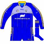 2006-07: 
This jersey replaced the other two fairly quickly following the introduction of the new kit. While the part housing the GAA logo and Clare crest looks sky blue, it was in fact white with numerous small blue dots.