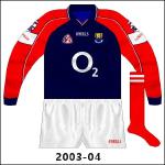 Navy version, worn when Cork donned white away to Galway in the 2003 hurling league and in football against Armagh (2003) and Westmeath (2004).