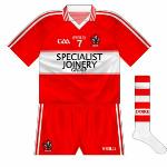 2012-13:
As was the norm, the change shirt reversed the regular colourway. This kit was unusually worn by the Derry U21 hurlers in the Ulster final against Antrim.