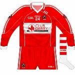 2012:
In the interregnum between Ladbrokes and Specialist Joinery Group, the Derry supporters' club sponsored the set of jerseys used in the Dr McKenna Cup.