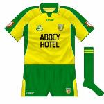 2003:
Used in qualifier v Sligo in '03, different font on sponsors while GAA logo and crest were lower.