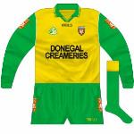 1996-97:
Long-sleeved jersey with Donegal Creameries in a blockier font.