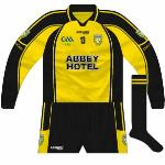 2009:
Another league meeting with Kerry meant another 'Ulster' kit, this time matched with black shorts and socks.