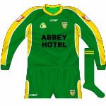 2004:
New goalkeeper jersey to match the wrapover neck design introduced on the outfield shirt.