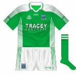 2006:
Clearly Gaelic Gear had not kept a master copy of the Fermanagh jersey as it underwent more changes, the county name now on the sleeves too.