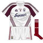 2015:
Despite being a 2008 design and a hurling change shirt, this was used by the Galway footballers against Westmeath. Only for the first half though - the second period saw the 'normal' alternative worn.