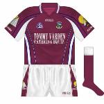 2004-07:
First used against London in the 2004 Connacht championship, Galway's new jersey featured navy more prominently that had been seen before, while a new crest was also incorporated.