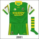 When Kerry wore white against Meath in the 2001 All-Ireland semi-final, the goalkeeper's jersey used the same sleeves with the body in solid green.