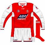 2003:
Waterford company Azzurri received a licence to produce county strips for 2003, and Louth were one of the counties to sign with them. A long-sleeved jersey was used first, in the O'Byrne Cup and the league.