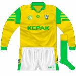 1999-2000:
Long-sleeved shirt worn with new shorts in league quarter-final against Kerry, and again the following year against Mayo.