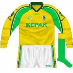 2001:
Meath goalkeeper Cormac Sullivan wore a different jersey for every championship game in 2011. This time, the neck changed while two white stripes were added.