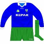 2002:
Plain blue shirt worn when Meath donned an all-green kit against Donegal.