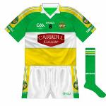 2009:
Brand-new design used for 2009 season, featuring a modified Carroll Cuisine logo and the GAA's own 125th-anniversary acknowledgement.