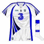 2012-13:
After an absence of 10 years, white shorts returned to the Waterford kit. In addition, a unique neck insert also appeared, though the blue and navy flashes on the sleeves and lower body/upper shorts appeared superfluous.