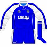 2003:
Like the county's hurlers, Waterford footballers used two different blue Azzurri goalkeeper jerseys.