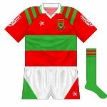 1994:
For the Connacht final between Mayo and Leitrim, both sides changed. Mayo's jersey was a reversal of the usual outfit, though no sponsor's logo appeared.